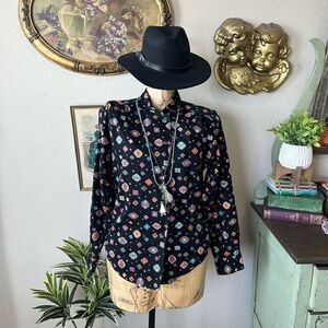 Corbin LTD Vintage 90s Black Colorful Aztec Southwestern Button Up Shirt Sz 12